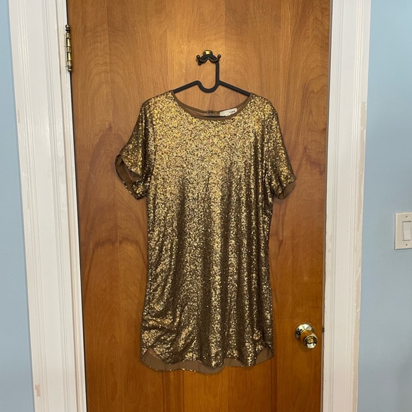 Golden/bronze sequence sparkly loose dress or tunic - Picture 1 of 7